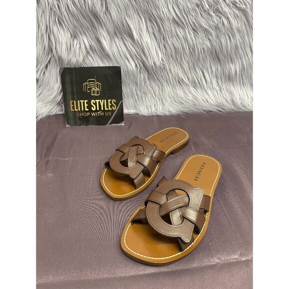COACH Women's Issa Slip-On Flat Sandals - Walnut 6.5B - Picture 1 of 9